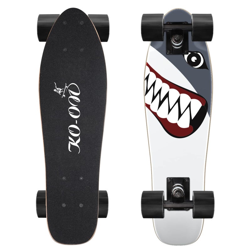 KO-ON Skateboard Complete Skateboards 22 Inch Mini Cruiser Skateboards for Beginners Kids Boys and Girls (Shark) - Image 1